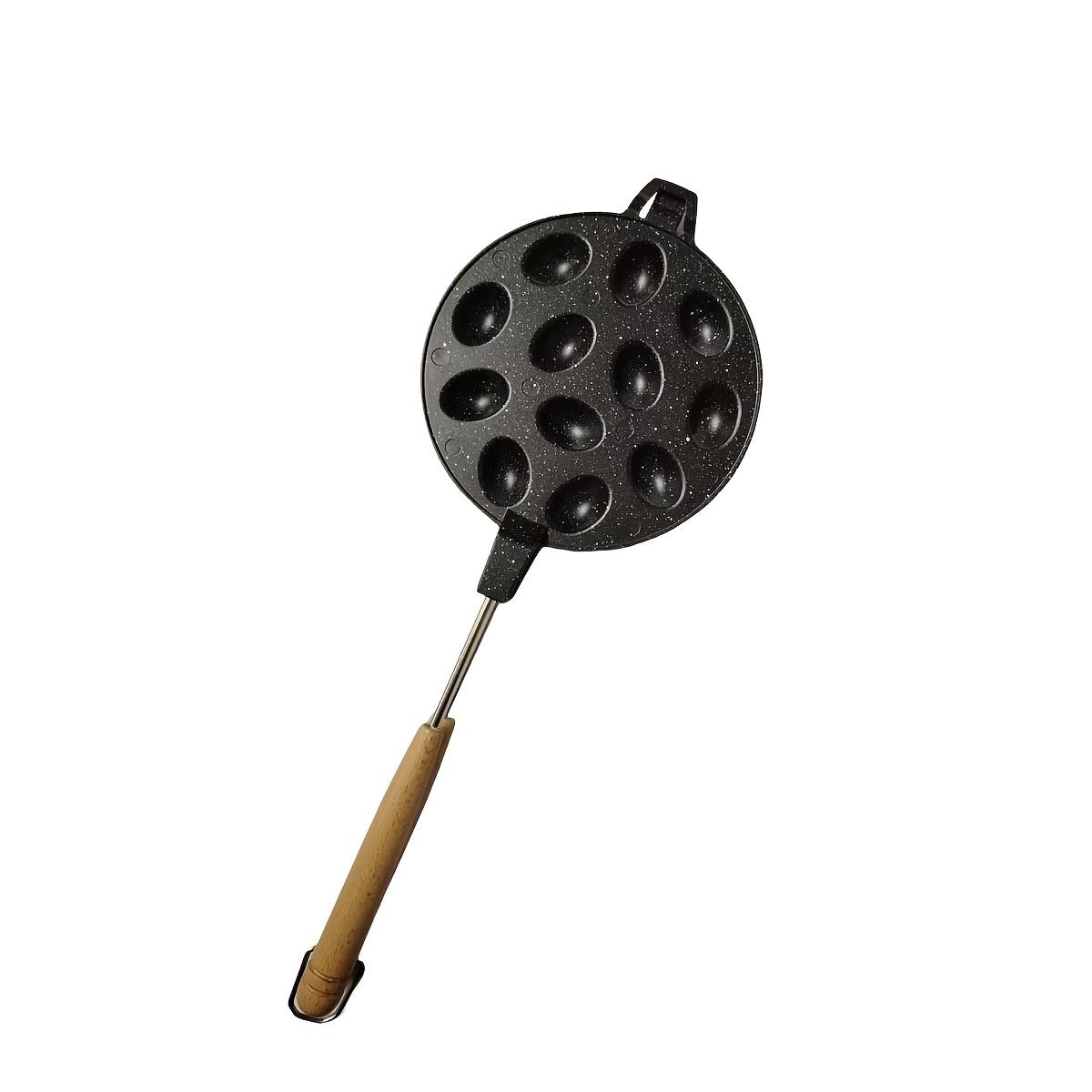 

12-Cavity Round Pecan Mold Egg Waffle Pan for Gas Stove Universal Baking Mold for Walnut-Shaped Cakes and Egg Pancakes чорний