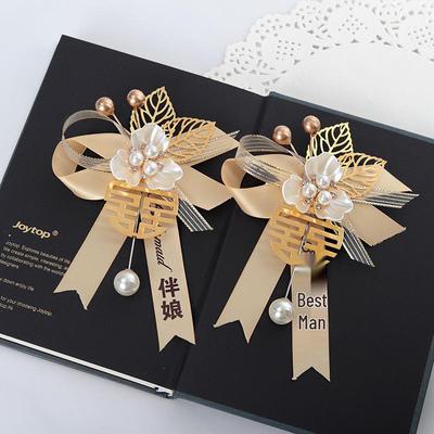 Set di Spille e Corsage da Matrimonio Champagne per Sposi - Bottoniere per Testimone, Damigella e Ospiti