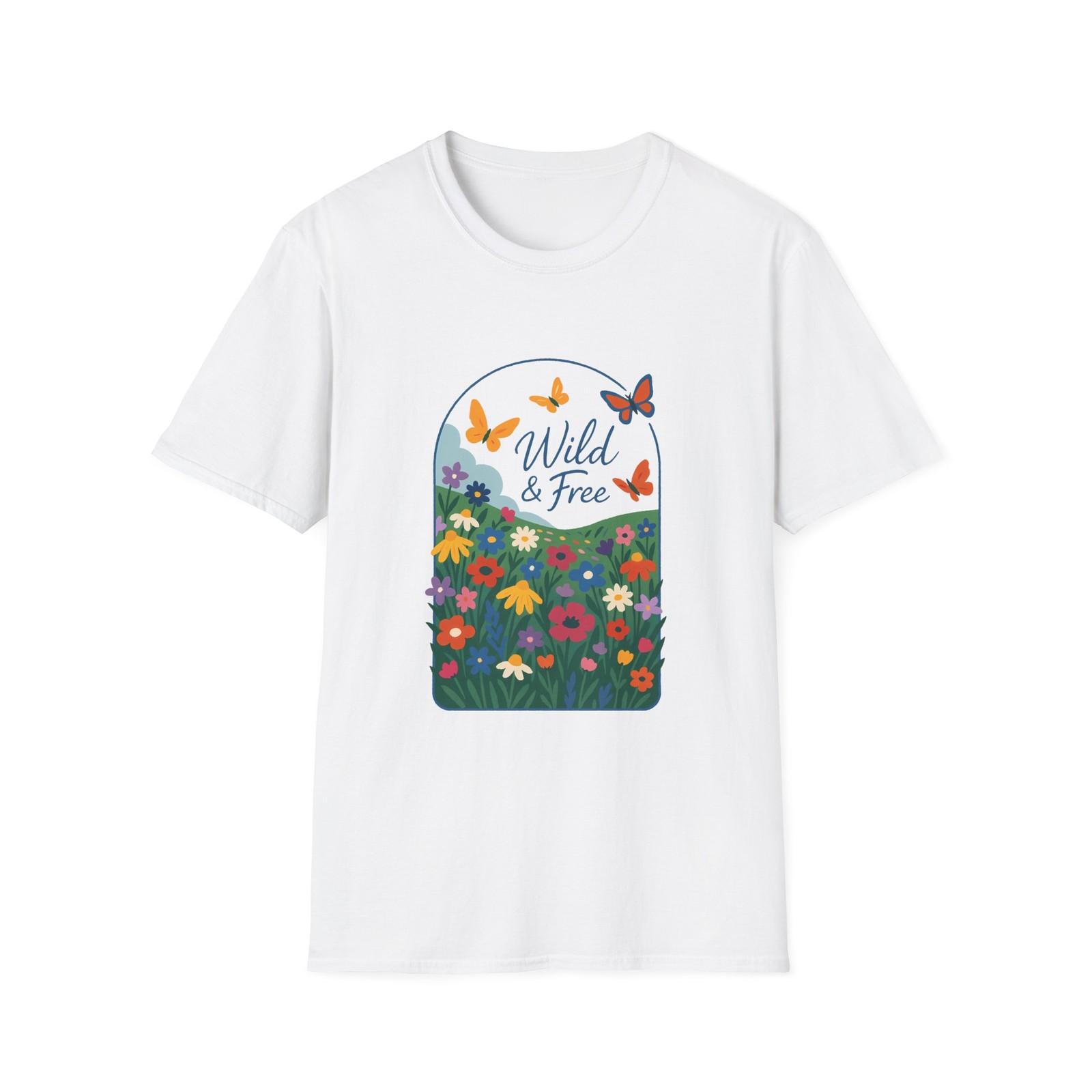 Unisex Softstyle T-Shirt Mens Womens Tees Top Wildflower Meadow Butterflies Nature Boho 3XL