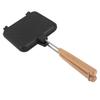 Double Sided Frying Pan Aluminum Solid Wood Anti Stick Stovetop Sandwich Maker for Gas Stove Induction Stove