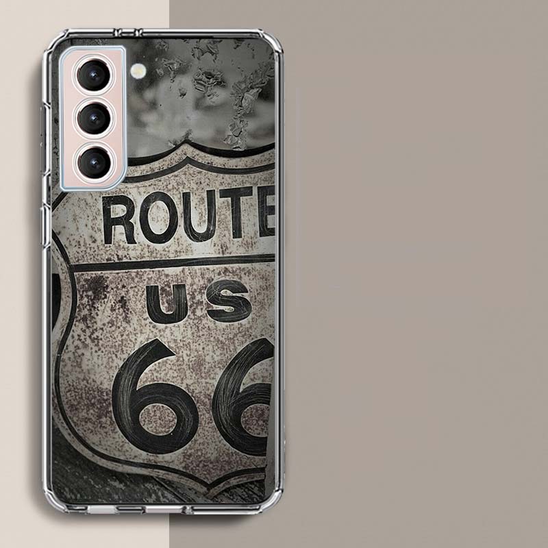 America Route 66 Phone Case For Samsung Galaxy S25 Edge S24 S23 FE S21 S20 S10 Plus S22 S26 Ultra Cover Clear Cases TPU Capa She