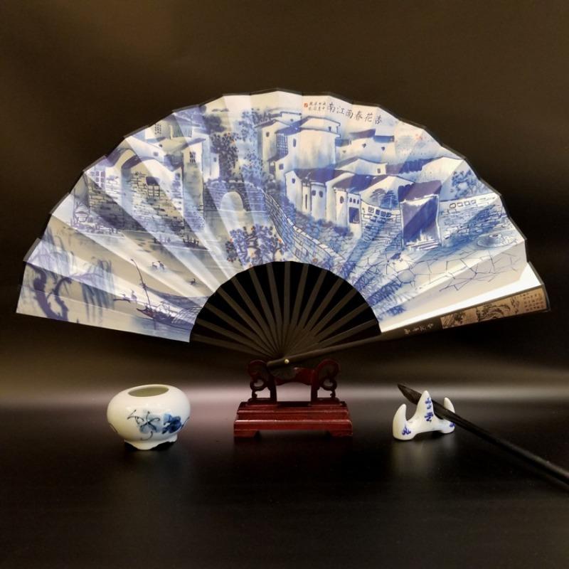 10inch Chinese Style Silk Fan Folding Fan Wedding Fan Art Gifts Dance Hand Vintage Bamboo Folding Home Decorative