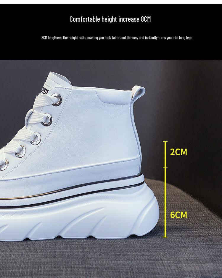 Women's High Top Cowhide Platform Sneakers - Autumn Breathable Casual White Shoes