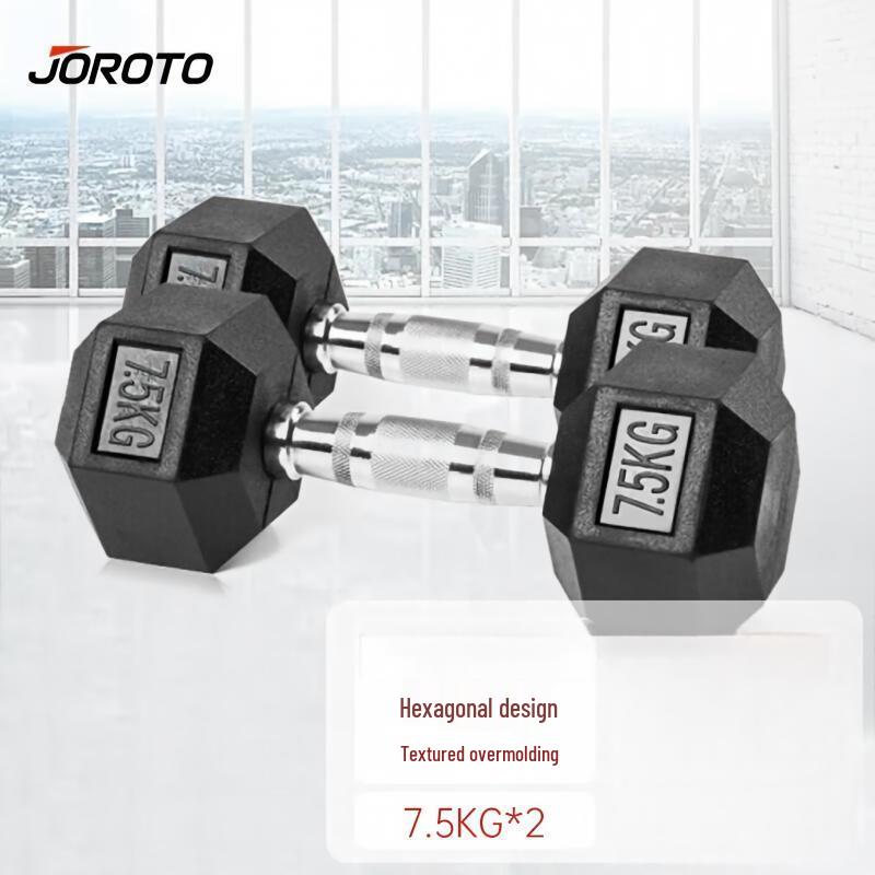 Jieruit Rubber-Coated Hex Dumbbells & Racks