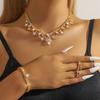 Fashion Claw Chain Rhinestone Necklace Bracelet Earrings Set Dinner Dress Collarbone Chain Necklace Women