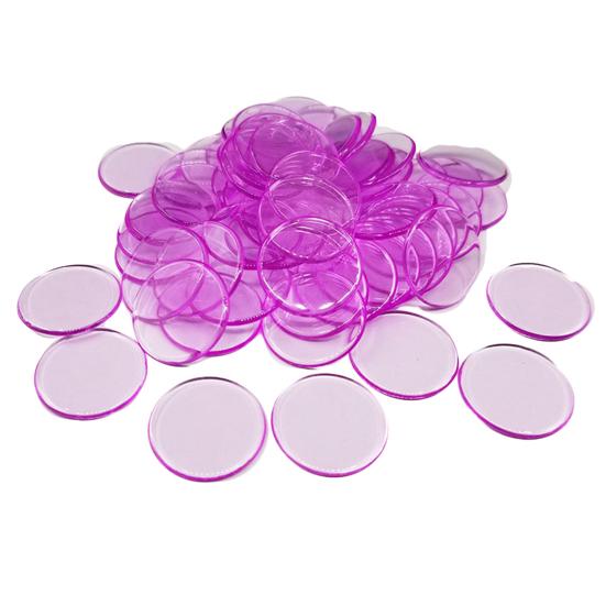 100Pcs 19mm Bingo Chips Transparent Color Counting Math Game Counters Markers