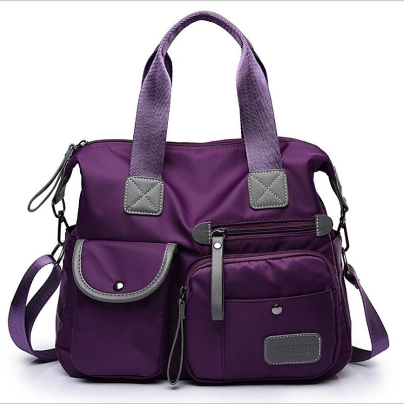 

2026 New Fashion Women s Bag Nylon Mommy Bag Large Capacity One-shoulder Cross-body Portable Travel Bag 34x13x30 фіолетовий
