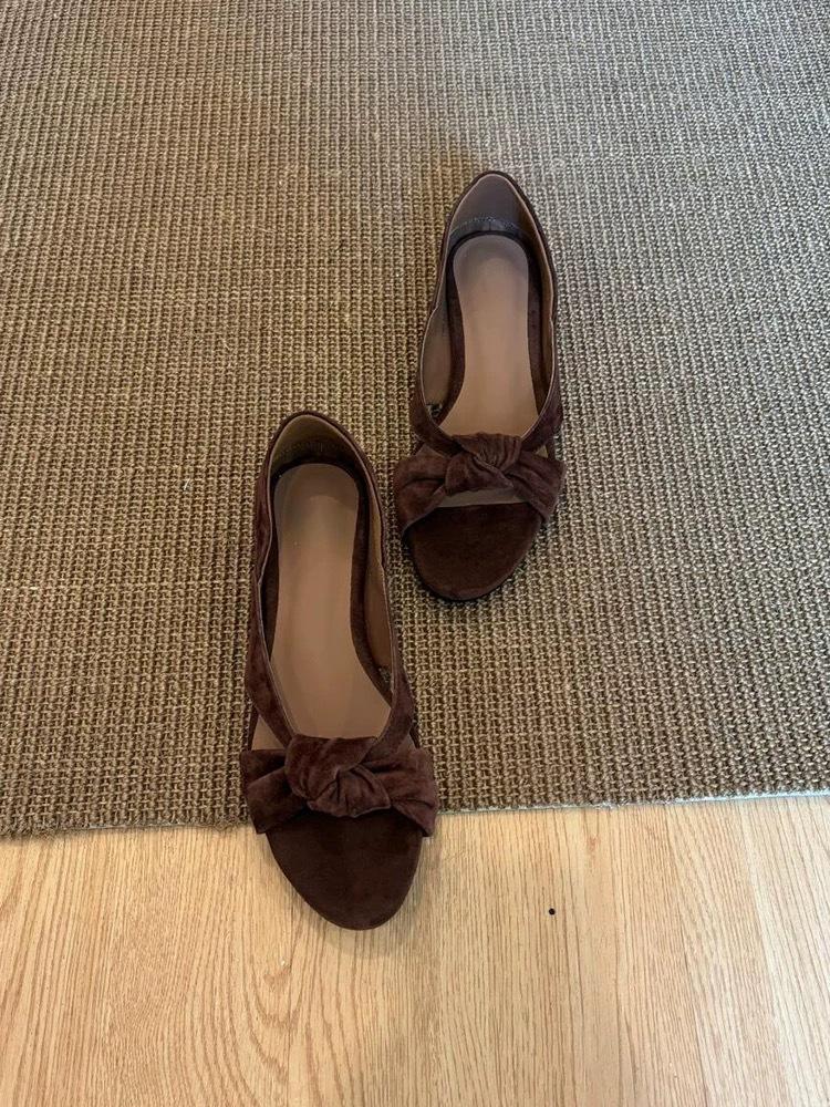 Sheepskin version~ Vintage niche suede kinked cross with open-toe bag heel sandals women's summer thick heel round head cool slippers