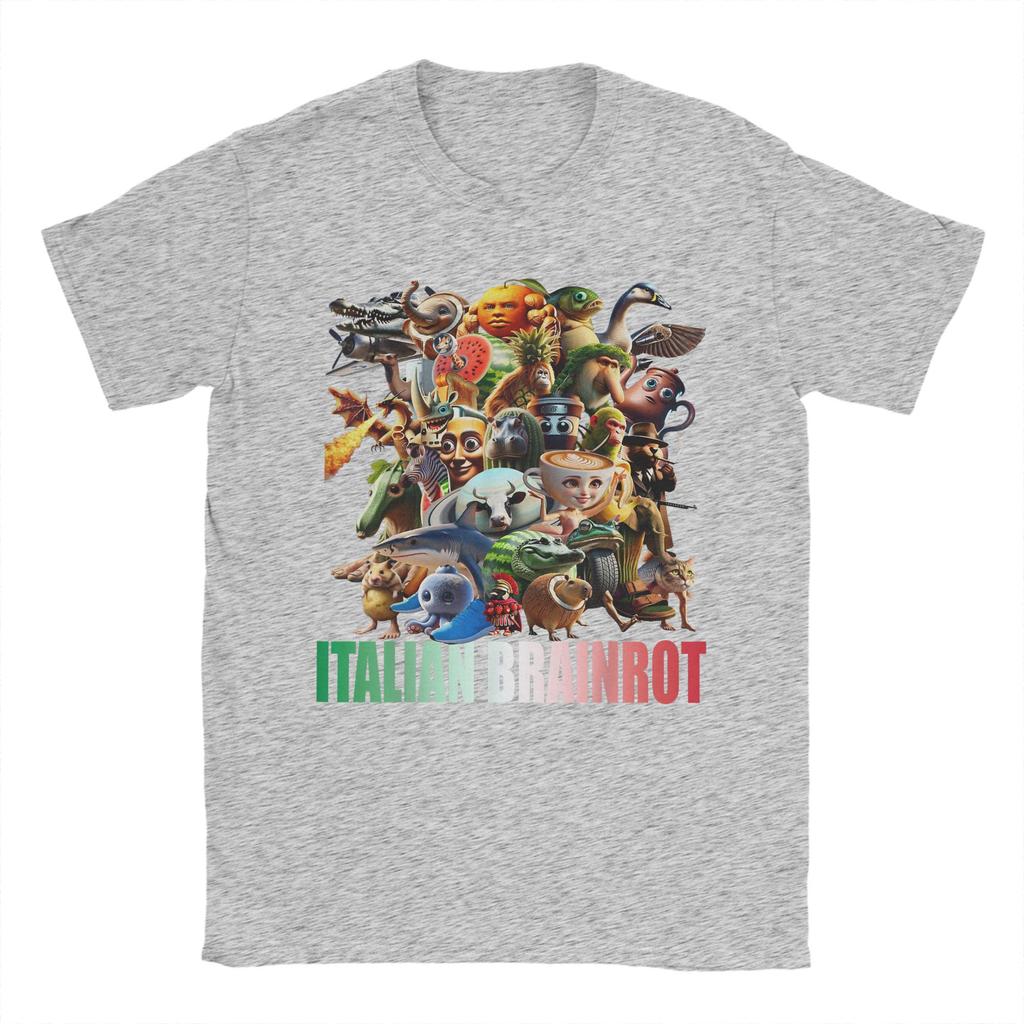 Italian Brainrot Characters Funny Meme Popular Trend Gen Z T Shirt Cotton T-Shirts For Men Tshirt Short Sleeve Awesome Tees