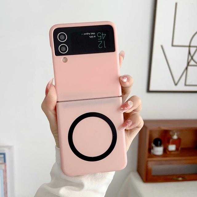 For Samsung Galaxy Z Filp 4 3 Magsafe Case Magnetic Wireless Charging Ultra -Thin Skin Friendly Matte Silicone Shockproof Cover