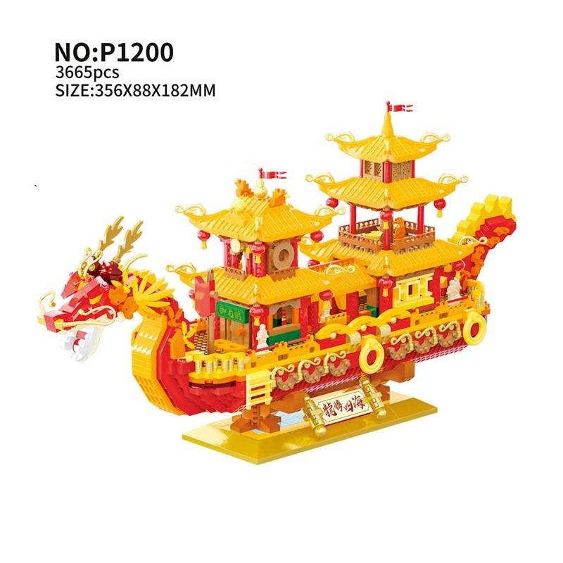 Diy Mini Blocks New Year Decoration Chinese Spring Festival Horse Dragon Boat Micro Bricks Toys Adult Gift Girl Present