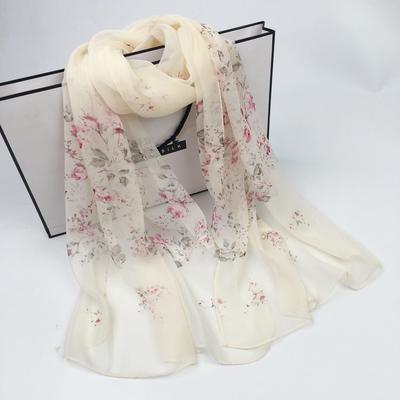 Hijab Estampado de Flores Bufanda Larga de Georgette Para Mujer Chal Musulmán Protección Solar Envoltorio Diadema de Playa Para Señoras al Por Mayor 160*50cm