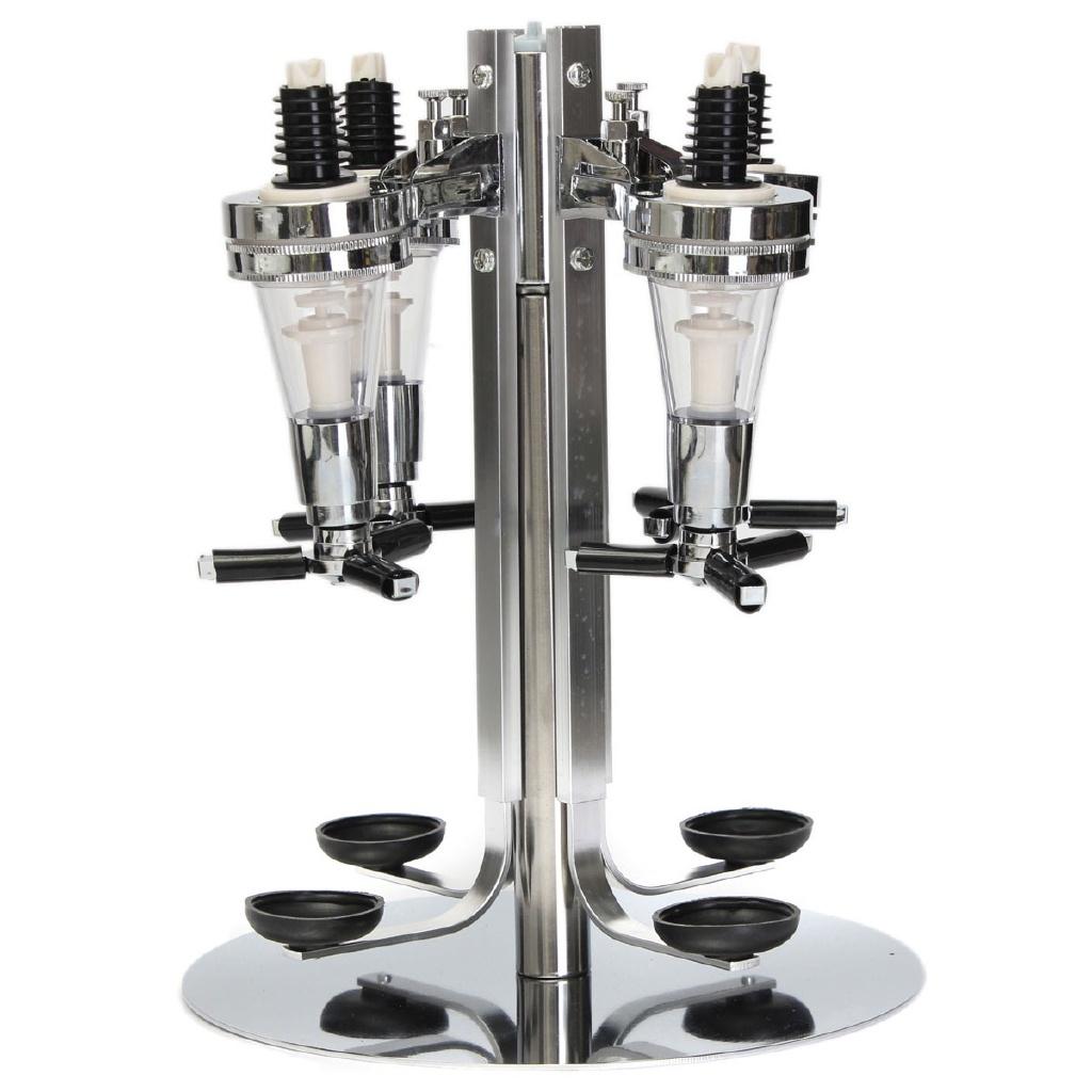 4 Köpfe 24*24*54 CM Rotierender Wein Saft Cocktail Spender Halter - intl Silber Silber Edelstahl Bar Butler