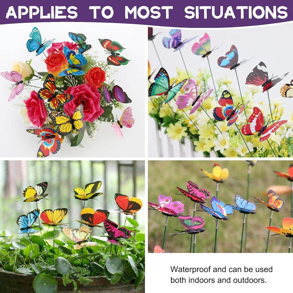 New 5-30PCS 3D Simulation Butterflies Garden Yard Planter Colorful Butterfly Stakes Decoracion Outdoor Decor Flower Pots Decors
