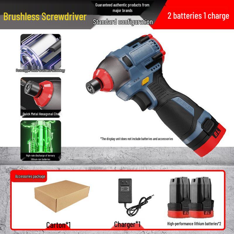 High-Power Brushless Impact Drill & Electric Screwdriver - Multi-functional for Drilling & Repair Tasks