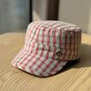 Spring and summer new British-style retro plaid flat-top hat for women, fashionable, high-quality, face-slimming, casual and versatile baseball cap