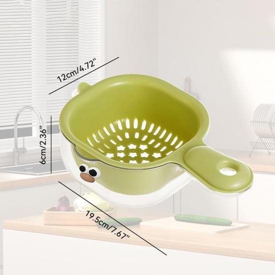 Dual-Layer Drain Basket with Ergonomic Handle Large Capacity BPA Free Multi-Purpose Fruit
