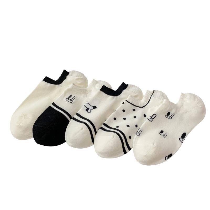 Female Summer Thin Polka Dot Cute Rabbit Boneless Shallow Mouth Invisible Do Not Drop Heel Socks