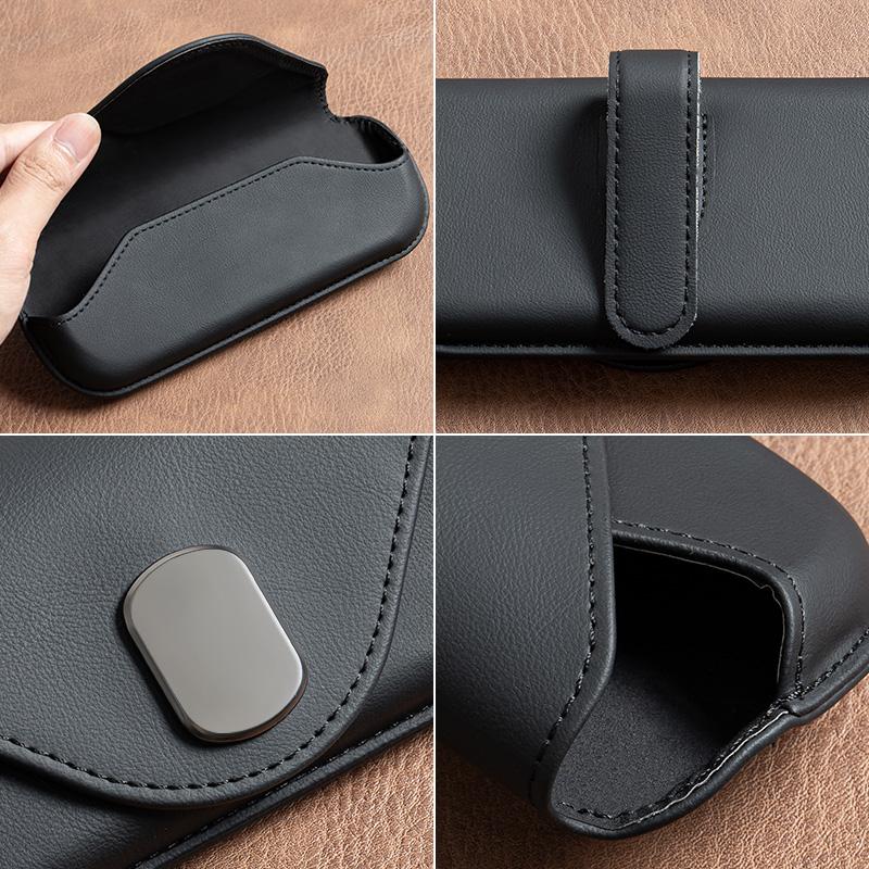 RPO5   Leather Car Magnetic Glasses Storage Case Sun Visor Flip Eyeglasses Organizer Box For Mercedes Benz GLC GLA GLB GLE GLS Sticker