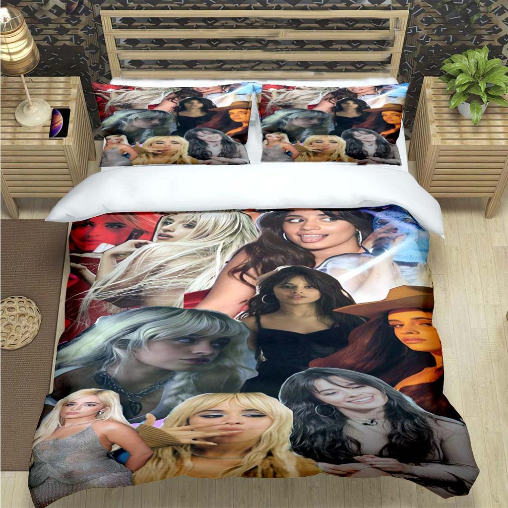 Popular Famous Singer C-Camila Cabello Print Bedding Sets Bed Supplie Set Comforter Set Teens Girls Twin Single Kid Gift