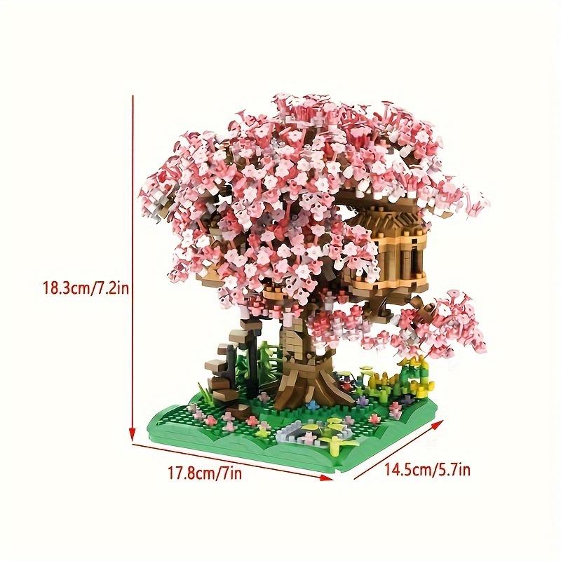 1 set of mini cherry blossom tree DIY 3D building blocks, micro drill small particle building blocks, desktop decoration DIY ass