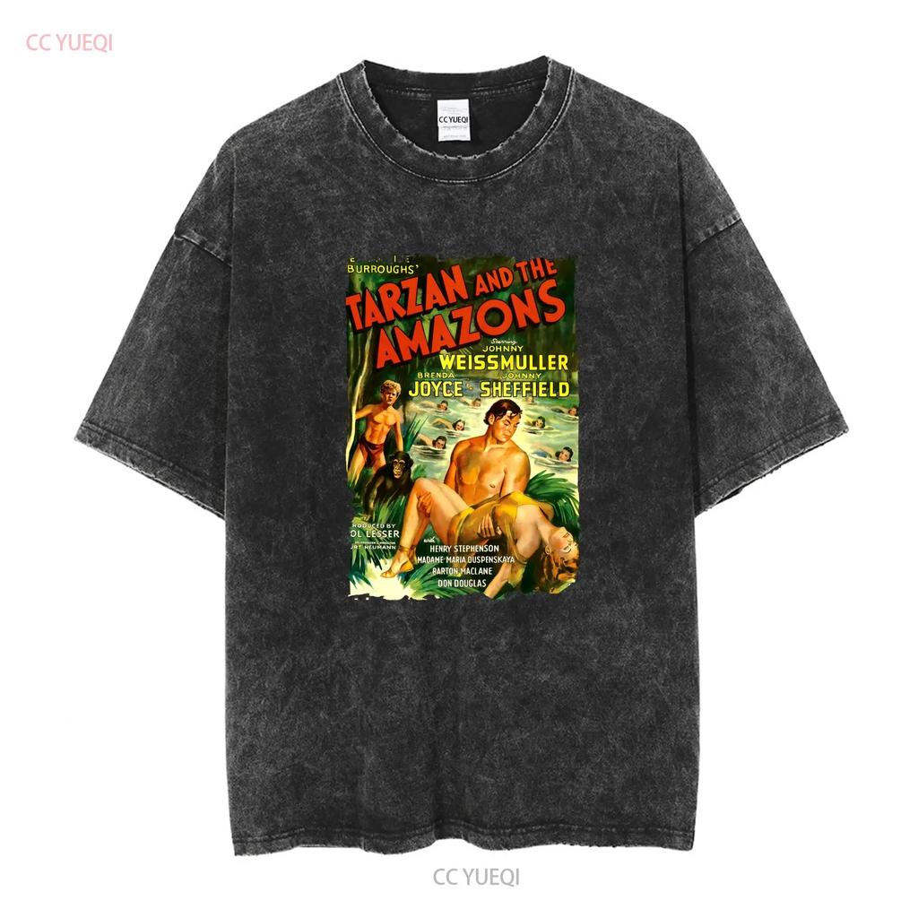 Tarzan And The Amazons 40s Action Adventure Movie T Shirt Long or Short Sleeves Vintage Washed Designer Clothes Fashion