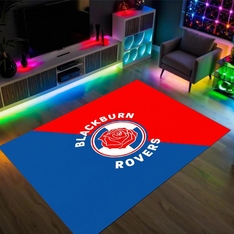 Blackburn Rovers Football Design Crystal Velvet Carpet Cozy Non?Slip Printed Rug For Bedroom Living Room Entrance