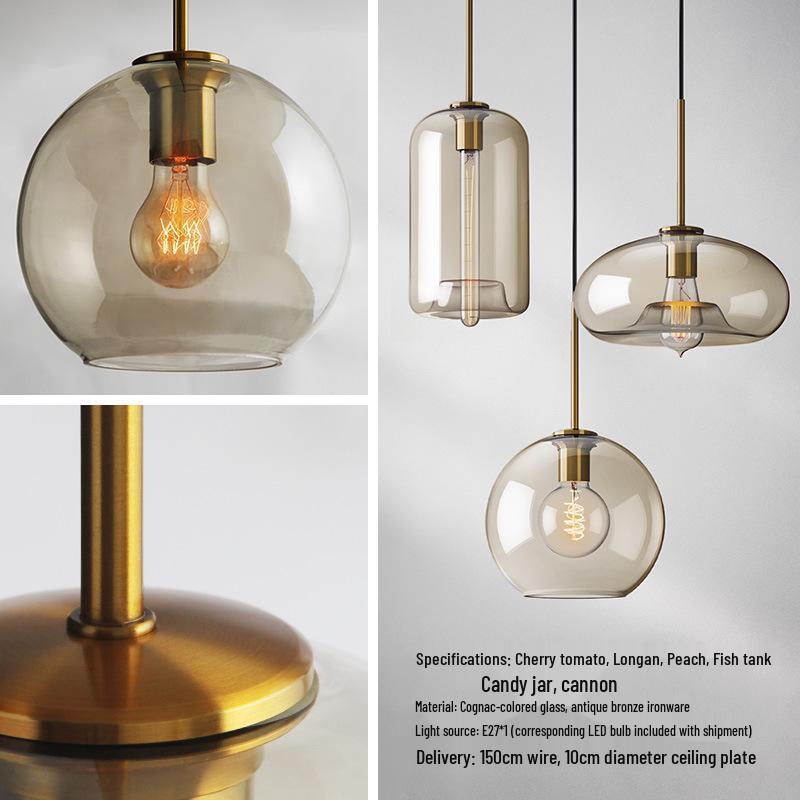 Nordic Industrial Glass Pendant Light for Cafe/Bar