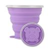 Silicone Foldable Water Cup Ultrathin Collapsible Travel Cup with Hand Strap for Outdoor Camping and Hiking Purple 270ml