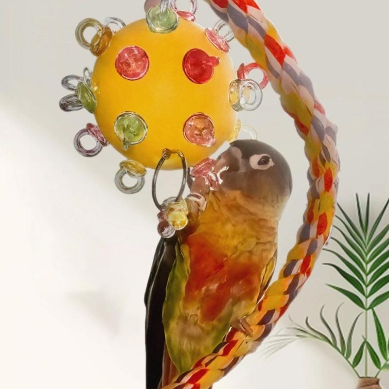 Juguete Colgante Colorido para Pájaros Bola de Goma Masticable Juguete Masticable para Loros Para la Jaula de Loros Enriquecimiento y Entretenimiento