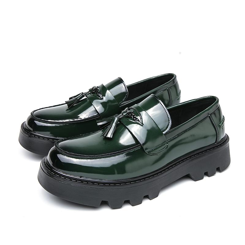 New Men Tassel Shoes Green Thick Sole Wear-resistant Breathable Comfortable High-quality Loafers Sizes 38-46 Men Shoes