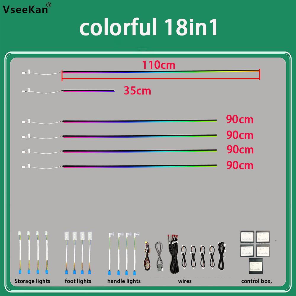Universal Hide Light Bar Car LED Ambient Light 64 RGB Color Car Interior Acrylic Light Guide Decoration Atmosphere Light 18in 1 Neon Lights 4