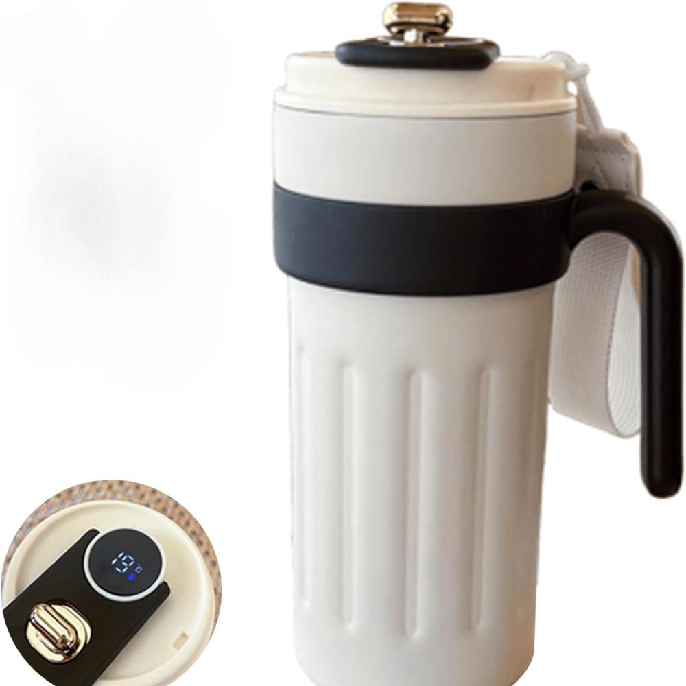 Kaffeetasse mit Temperaturanzeige, LED-Temperaturanzeige Kaffeetasse Edelstahl Thermoskanne, Intelligente Kaffeetasse mit Deckel