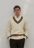 JUNECI SPORTS CLUB Jsc V-Neck Cable Preppy Knit (Ivory)