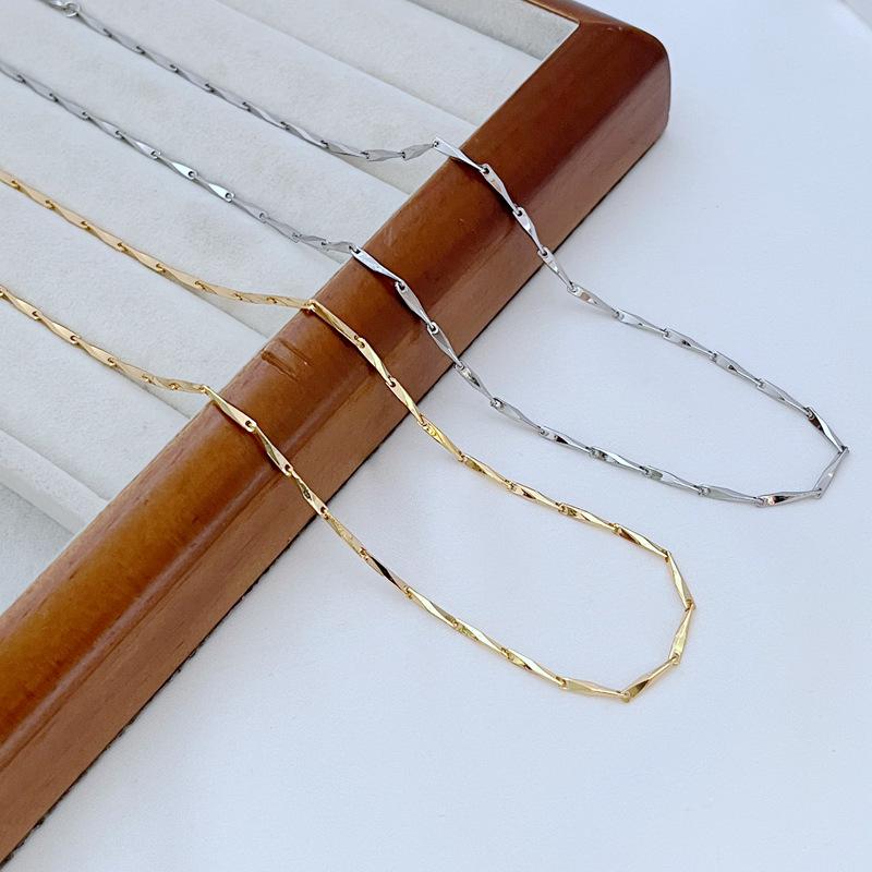 

Chic Minimalist Bamboo-Link Metal Necklace золотий