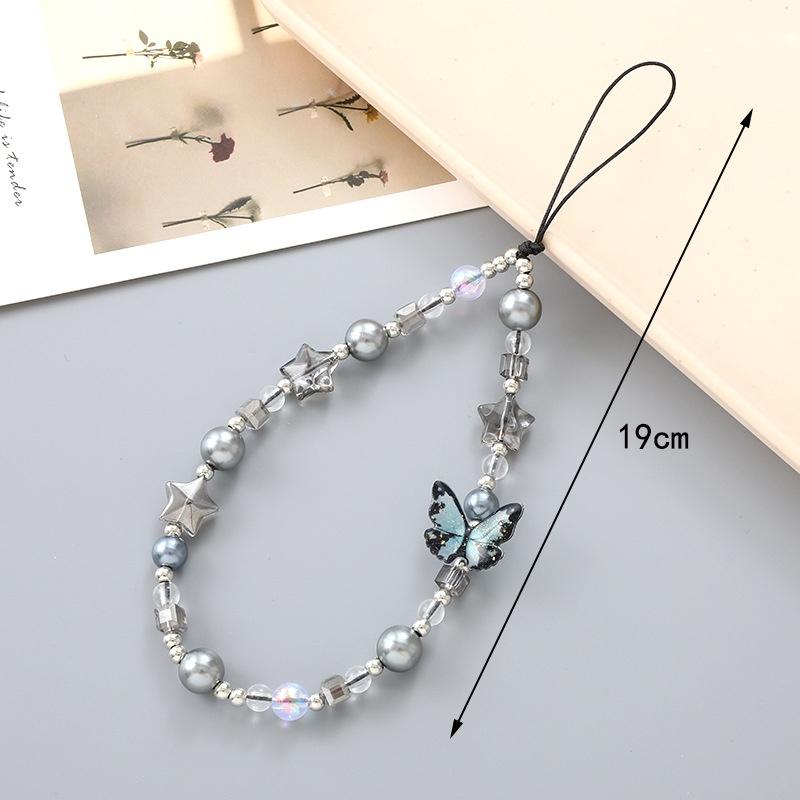 Sweet Cute Pearl Pentagram Phone Lanyard Chain  Keychain Phone Shell Pendant Hanging Rope Anti-Lost Camera Lanyard Strap