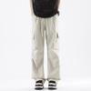 Summer new cool and breathable tooling casual pants thin men's fashion loose straight elastic waist long pants