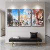 Lumine Genshin Impact Painting Calligraphy 3 PCS Canvas Wall Art for Living Room Bedroom Prints Decor Modern Wall Decals