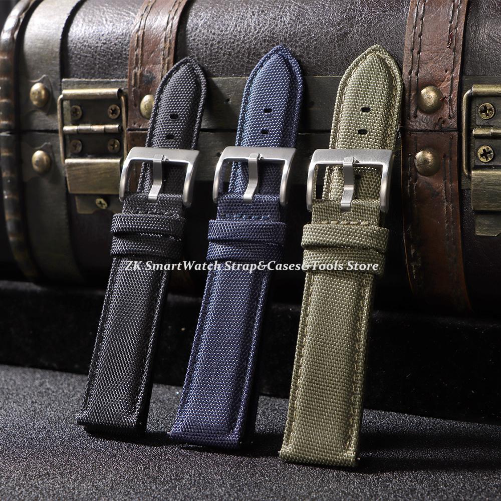 20mm 22mm Nylon Watch Strap Quick Release Black Buckle Watch Bands Durable Weaving Fabric Leather Wristband Belt for Men Women