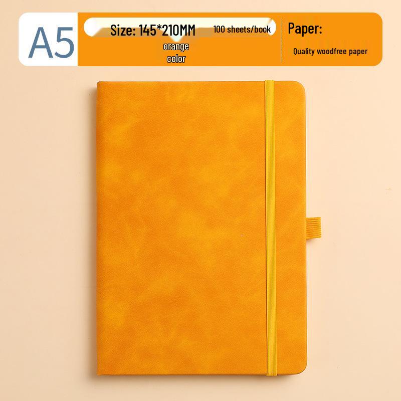 A5 Leather Notebook with Strap, Thickened Diary, Business Office Meeting Journal, Custom Logo