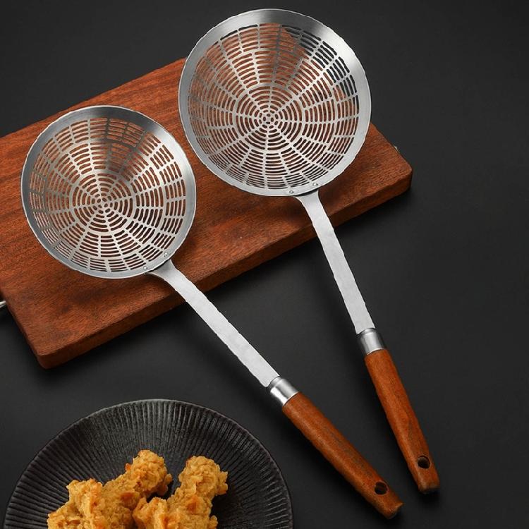 Praktisk skimslev stål sil för avrinning och fritering köksredskap