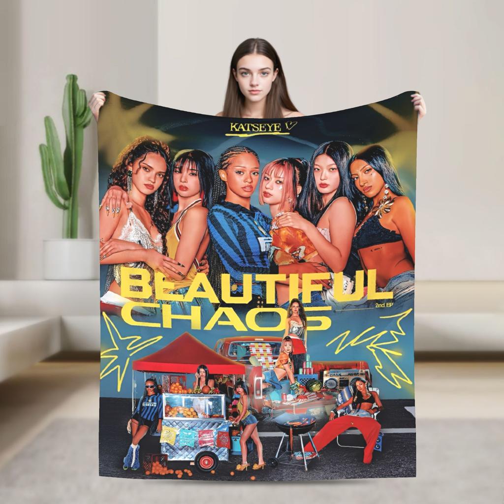 Katseye Members Kpop Fleece Blankets Gnarly Creative Throw Blanket for  Sofa Bedding Lounge 125*100cm Quilt