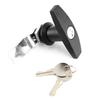 Fechadura Tipo T com Fixação Traseira Caixa de Ferramentas Fechadura de Porta de Garagem com Chaves para Trailer Caravana Toldo(Preto)