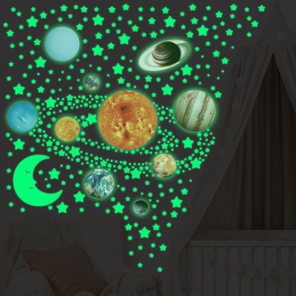 Luminous Universe Planet Starry Sky Layout Room Bedroom Fluorescent Self-adhesive DIY Ceiling Wall Sticker