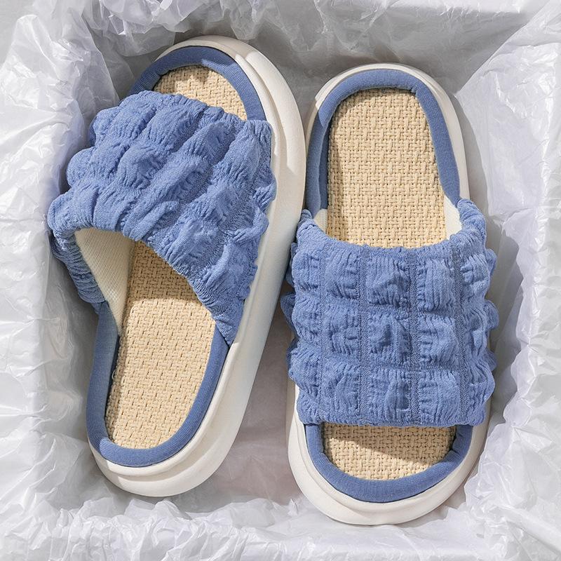 

Льняные тапочки женские весенне-осенние четырехсезонные домашние комнатные хлопково-льняные с толстой подошвой домашние нескользящие летние мужские 40-41