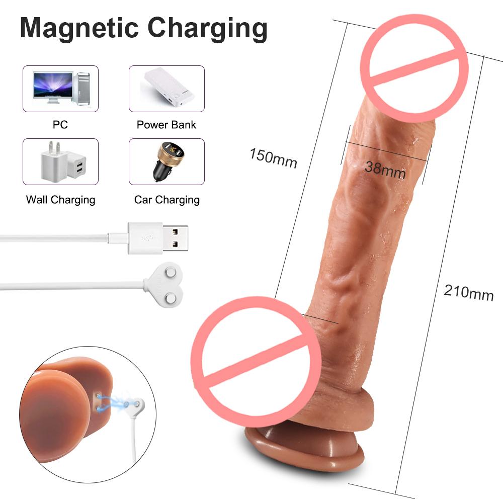 Bezdrátové dálkové tahání realistické dildo vibrační vrstva silikonová super velký vyhřívací penis dilda Sexuální hračky pro ženy