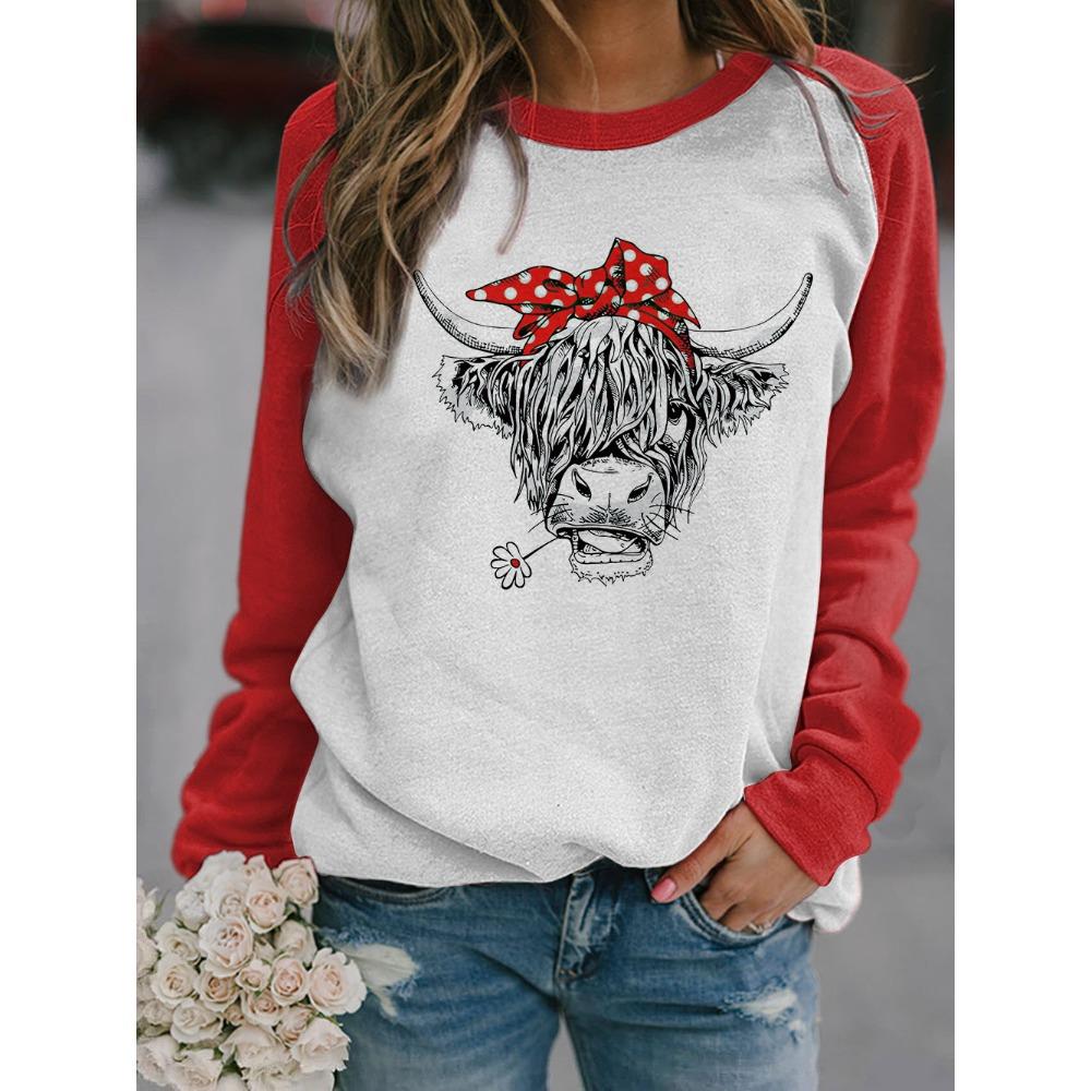 Herbst 3D Tierdruck Sweatshirts Modische Lässige Sport Langarm Damen Sweatshirts