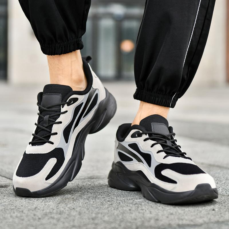 Athletic Shoes For Men Running Shoes Anti-Skid Breathable Daily Walking Footwear Plush Comfort Outside Non Slip Lace Up Tennis Athletic Shoes