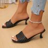 2025 Summer New Women High Heels Slippers Square Toe Shoes for Women Design Open Toe Slingback Slides Female Zapatos