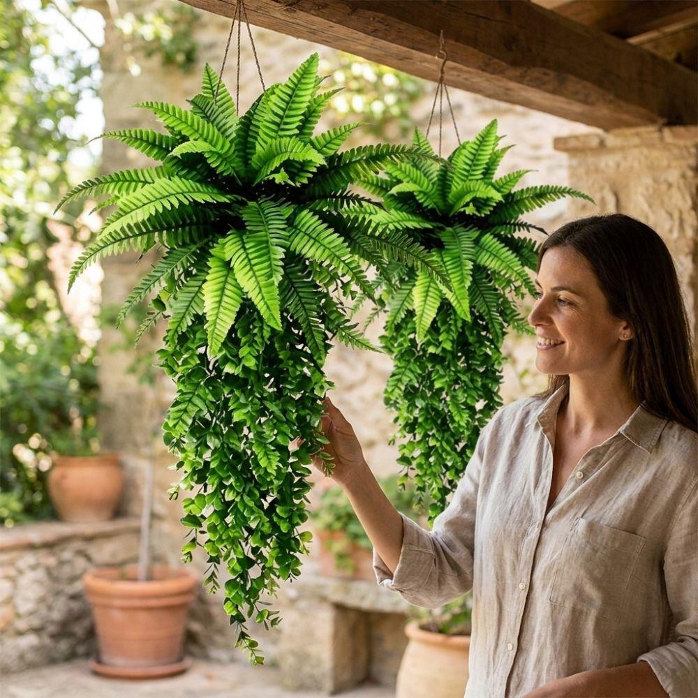 Foglie di Felce Persiana Artificiale in Plastica Resistenti ai Raggi UV Felce Artificiale Realistica Pianta da Appendere Tocco Reale Supporto a Parete